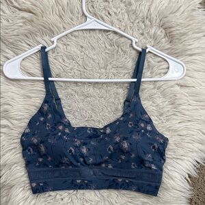 Lucky Brand lace blue floral print lounge bra size medium